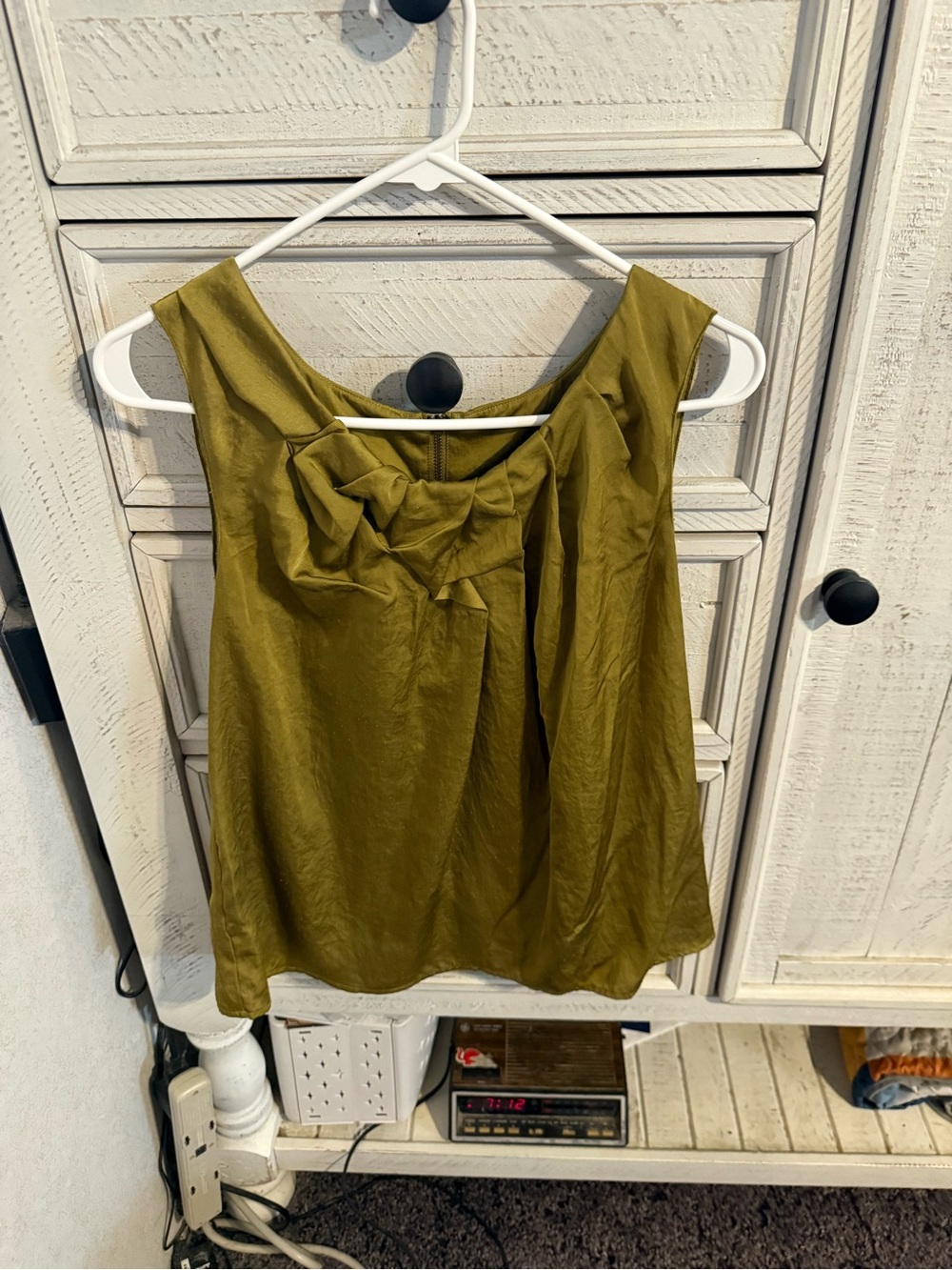 LOFT Olive Bow-Front Sleeveless Blouse